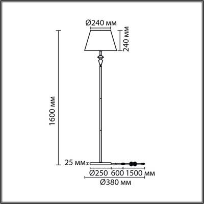 8275/1F CLASSI латунь/зеленый, металл/керамика/ткань Торшер Е27 1*60W 220V VERMONT