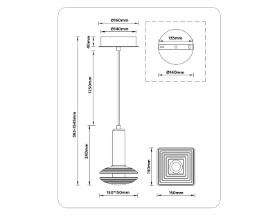 Светильник светодиодный подвесной LH31003 GR/SM серый/дымчатый 10W 3000K 150*150*240