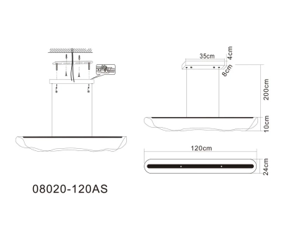 08020-120AS,19 Подвес Майра черный w120*24 h150 Led 37W (3000K)
