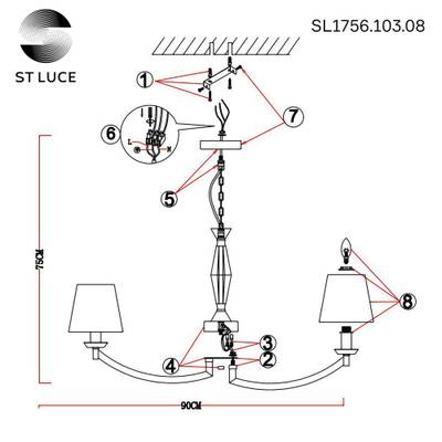 SL1756.103.08 Светильник подвесной ST-Luce Хром/Светло-серый E14 8*40W