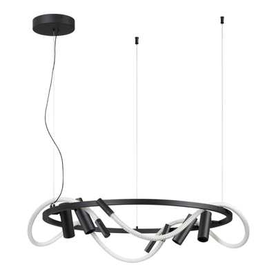 4391/55L HIGHTECH ODL24 299 черный/металл/канат Подвесной св-к с раздельн. вкл IP20 LED 50W 2020Лм 4000K CORDA