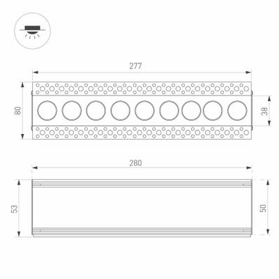 Светильник MS-ORIENT-BUILT-TRIMLESS-TC-S38x277-20W Warm3000 (WH-BK, 30 deg, 230V) (Arlight, IP20 Металл, 5 лет)