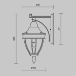 Уличный настенный светильник (бра) Риволи / Rivoli E27х1 60Вт IP44, O027WL-01B. TM Maytoni