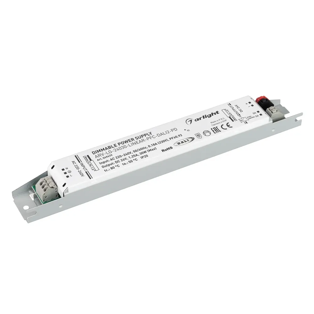 Блок питания ARV-LG-24030-LINEAR-PFC-DALI2-PD (24V, 1.25A, 30W) (Arlight, IP20 Металл, 5 лет) Блок питания ARV-LG-24030-LINEAR-PFC-DALI2-PD (24V, 1.25A, 30W) (Arlight, IP20 Металл, 5 лет)