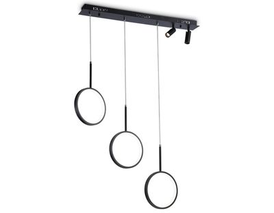 Светильник светодиодный подвесной с пультом FL5278/3+2 BK черный 59W 3000K/4200K/6400K+4200K 800*20*1200 (ПДУ ИК)