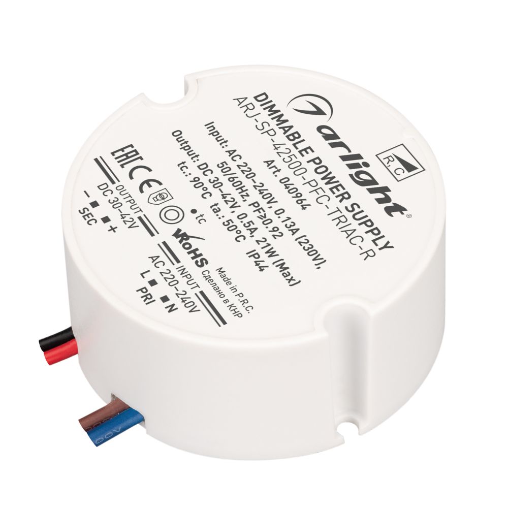 Блок питания ARJ-SP-42500-PFC-TRIAC-R (21W, 30-42V, 500mA) (Arlight, IP44 Пластик, 5 лет) Блок питания ARJ-SP-42500-PFC-TRIAC-R (21W, 30-42V, 500mA) (Arlight, IP44 Пластик, 5 лет)