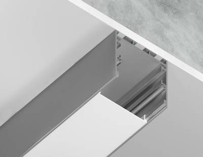 Алюминиевый профиль накладной/подвесной "Profile System" GP2550AL серебро/матовый рассеиватель 2000*35*35, 2 заглушки, 4 крепления в комплекте (для ленты до 26мм)