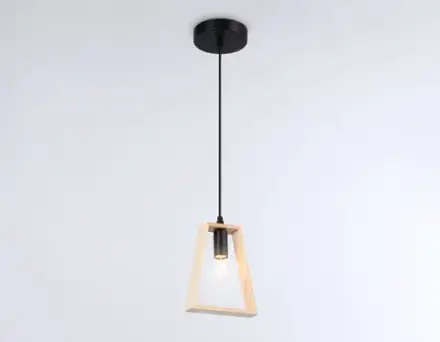 Подвесной светильник в стиле лофт TR80497 BK/LW черный/светлое дерево E14 max 60W D150*1000