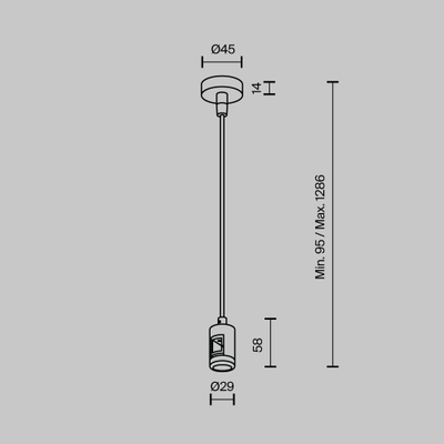 Подвес тросовый Hang с вводом питания Flarity черный, TRA157SW-B1-B. TM Maytoni