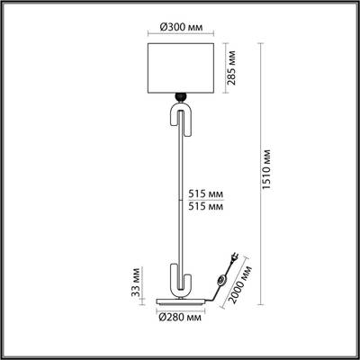 5410/1FA MODERN ODL_EX24 169 черный матовый/серый /металл/полирезин/ткань Торшер E27 1*60W BAGEL