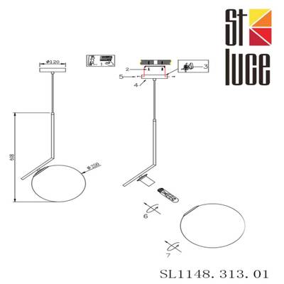 SL1148.313.01 Светильник подвесной ST-Luce Латунь/Белый E27 1*60W