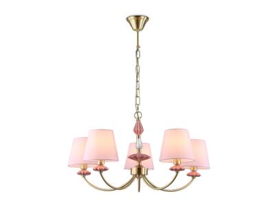 Светильник подвесной LH75024/5 GD/PI золото/розовый E14/5 max 40W D700*780