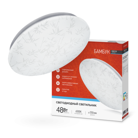 Светильник светодиодный DECO БАМБУК 48Вт 6500К 3120лм 230В 350х55мм IN HOME 4690612038605