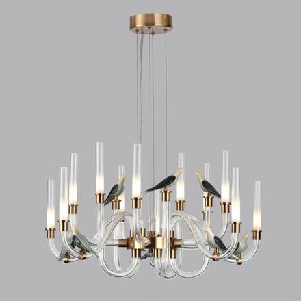 5431/30L L-VISION ODL_EX24 093 золотой(под латунь)/белый градиент/беж./зеленый/ металл/стекло/керамика Люстра LED 30W 4000K LARK