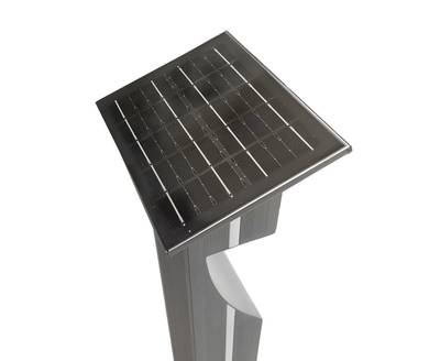 09205-F,16(05) Светильник уличный Келси серый с солнечной батареей w13*8,5 h80 Led 6W (4000K) Декоративная подсветка синяя. С пультом ДУ