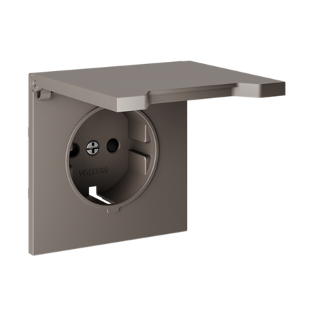 VLS000814 Накладка для розетки с заземлением, защитными шторками и крышкой, S70 (капучино). (ТМ Maytoni)