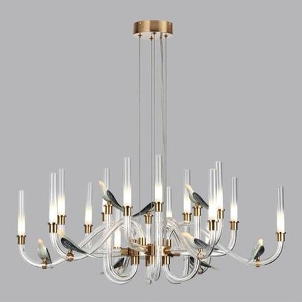 5431/37L L-VISION ODL_EX24 093 золотой(под латунь)/белый градиент/беж./зеленый/ металл/стекло/керамика Люстра LED 37W 4000K LARK