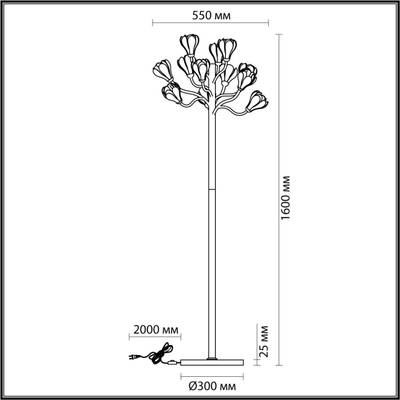 5090/12F MODERN ODL25 561 черный матовый/белый/фарфор Торшер G4 LED 12*5W GARDI