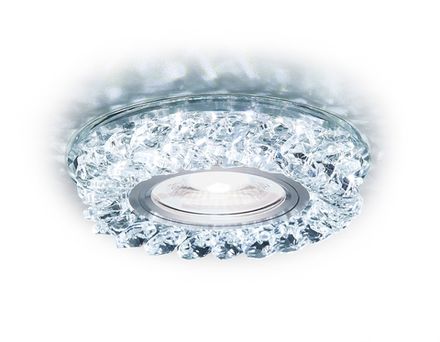 Встраиваемый точечный светильник со светодиодной лентой S257 CH хром/прозрачный хрусталь/MR16+3W(LED WHITE)