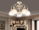 Потолочная люстра TR3057/5 BG/GD/FR бежевый/золото/белый матовый E27/5 max 40W D600*380