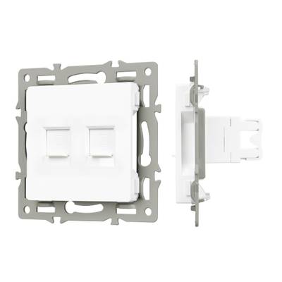 Механизм компьютерной розетки двойной SCT-MPC2-PL-WH (RJ-45, CAT6) (Arlight, -)