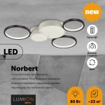 5253/80CL LEDIO LN26 291 белый, черный Люстра потолочная диммир. с ДУ LED 80W 220V NORBERT