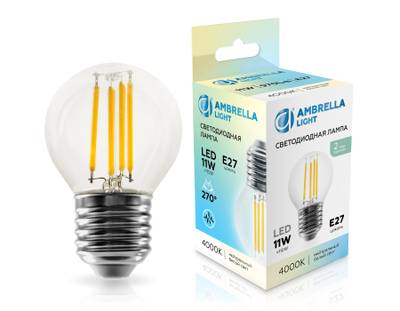 Лампа светодиодная Filament 451124 LED G45 11W E27 4000K 220-240V
