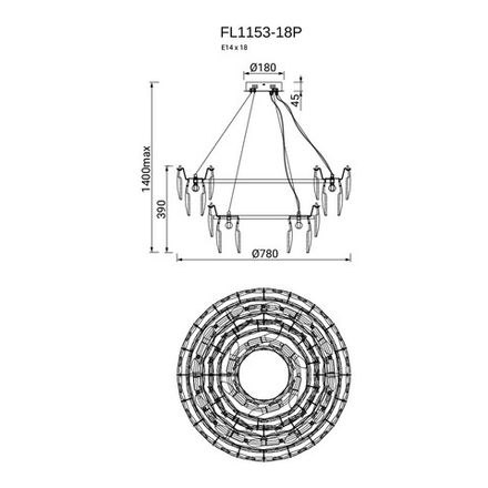 Люстра подвесная Infinita FL1153-18P, E14х18