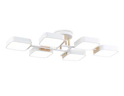 Светильник светодиодный подвесной FL4886/6 WH/WD белый/дерево 108W 3000-6000K 850*430*140 (без ПДУ)