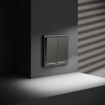 VLS020406 Проходной переключатель встраиваемый VOLTUM S70 двухклавишный с подсветкой 10А, (титан). (ТМ Maytoni)
