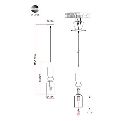 SL2000.203.01 Подвес ST-Luce Золотистый/Дымчатый E14 1*40W