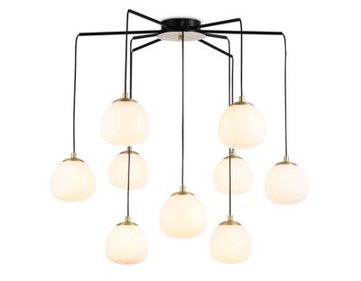 Светильник на штанге LH51001/6+3 SGD/BK/FR золотой песок/черный /белый матовый G9*9 max 28W D750*700