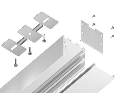 Алюминиевый профиль накладной/подвесной "Profile System" GP2550WH белый/матовый рассеиватель 2000*35*35, 2 заглушки, 4 крепления в комплекте (для ленты до 26мм)