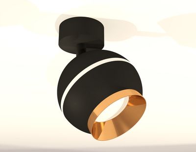 Комплект поворотного светильника с дополнительной подсветкой XM1102004 SBK/PYG черный песок/золото желтое полированное MR16 GU5.3 LED 3W 4200K (A2210, C1102, N7034)