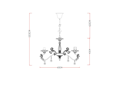 Подвесная люстра Arte Lamp ANGELINA A5349LM-5WH, 5хE14