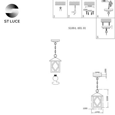 SL084.403.01 Светильник уличный подвесной ST-Luce Черный/Черный, Прозрачный E27 1*60W