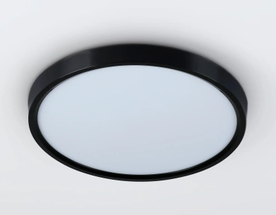 Потолочный светодиодный светильник FZ3050 BK черный IP44 24W+10W 6400+6400К D290*40 (Без ПДУ)
