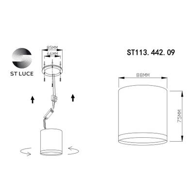 ST113.442.09 Светильник потолочный Черный LED 1*9W 4000K 702Lm Ra&gt;80 120° IP20 D88xH75 170-240V