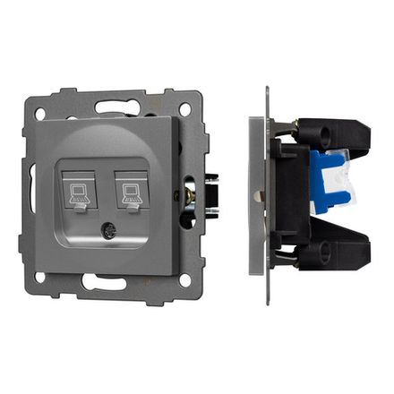 Механизм компьютерной розетки двойной SCT-MPC2-PL-GR-V (RJ-45, CAT6) (Arlight, -)