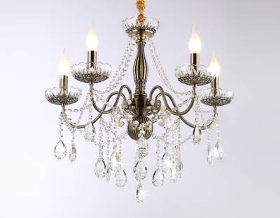 Подвесная люстра с хрусталем TR4949/5 SB/CL бронза/прозрачный E14/5 max 40W D620*585