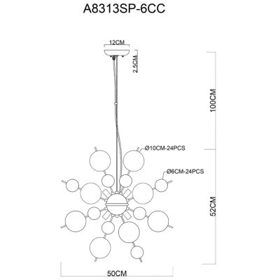Подвесная люстра Arte Lamp MOLECULE A8313SP-6CC, 6хG9
