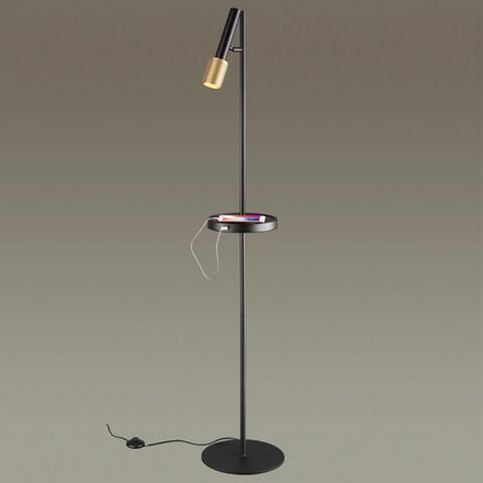 4240/1F HIGHTECH ODL21 381 черн/зол/металл Напольн.св-ник c выкл, USB IP20 LED GU10 max 10W MEHARI