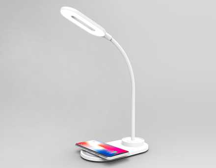 Светодиодная настольная лампа с беспроводной зарядкой DE588 WH белый LED 3000-6400K 3W