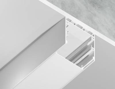 Алюминиевый профиль накладной/подвесной "Profile System" GP2550WH белый/матовый рассеиватель 2000*35*35, 2 заглушки, 4 крепления в комплекте (для ленты до 26мм)