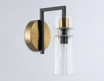 Светильник настенный LH56119 BK/BS/CL черный/латунь/прозрачный E14 max 40W 150*100*210
