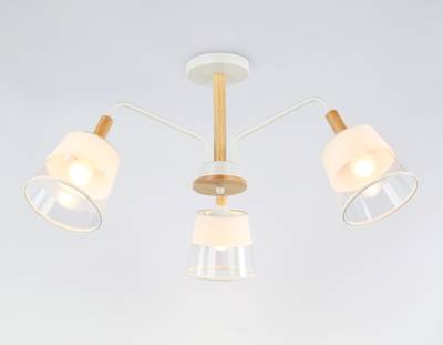 Светильник подвесной TR4737/3 WH/LW белый/светлое дерево E27/3 max 40W D760*350