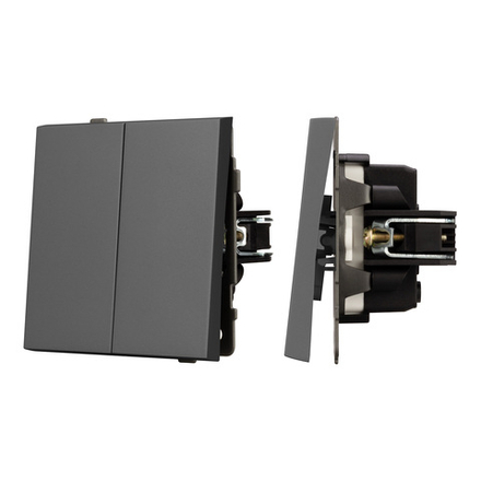Механизм выключателя двухклавишный непроходной SWT-TENDO-MK02-SFPL-GR (230V, 10A) (Arlight, -)