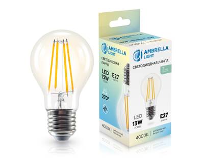 Лампа светодиодная Filament 601314 LED A60 13W E27 4000K 220-240V