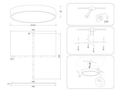 Светильник светодиодный потолочный FV5535 WH белый LED 90W 3000K D600*58 (Без ПДУ)