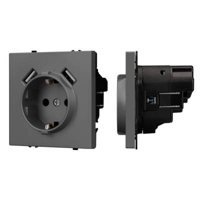 Механизм розетки с USB зарядкой SCT-NOBE-MUAA-SFPL-GR (230V, 16A) (Arlight, -)